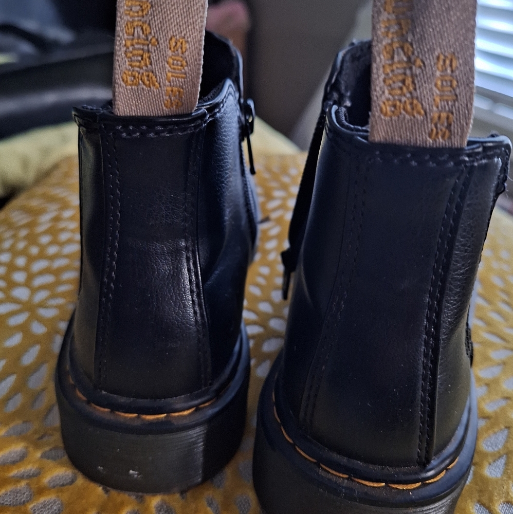 Dr. Martens Slip Resistant Black Chelsea Boots with Yellow Stitching